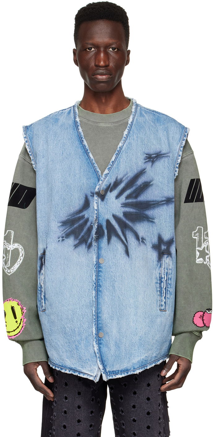 Prsluk We11done We11done Sleeveless Denim Vest Plava | WD-DV1-22-331-M-BL