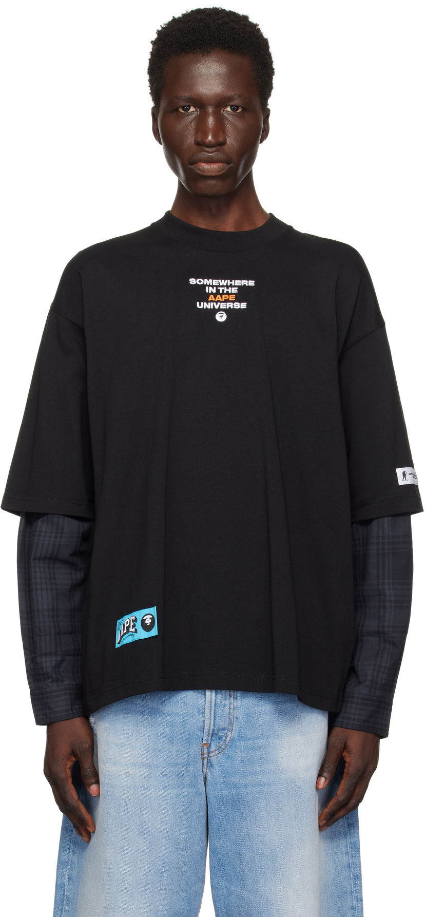 Majica kratkih rukava AAPE by A Bathing Ape AAPE by A Bathing Ape Faux Layered Long Sleeve T-Shirt Crna | AAPLTM1570XXNBKX