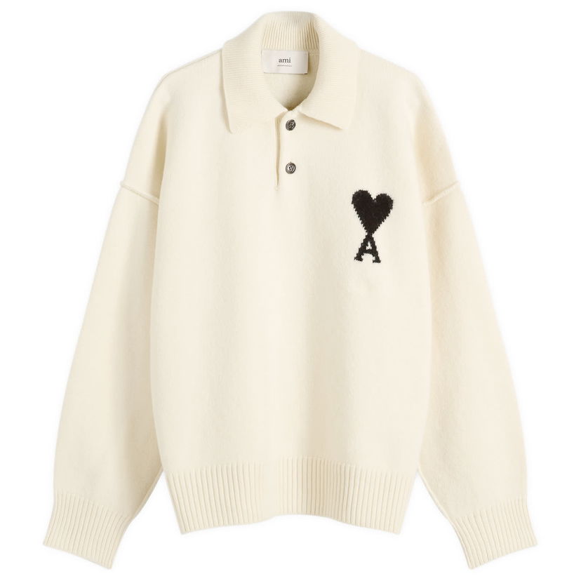 Džemper AMI Merino Wool Knit Polo, Size Large Bijela | H25UPL409-018-151H25