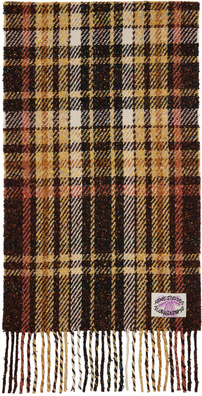 Šal Acne Studios Plaid Fringe Scarf Smeđa | CA0325-, 0