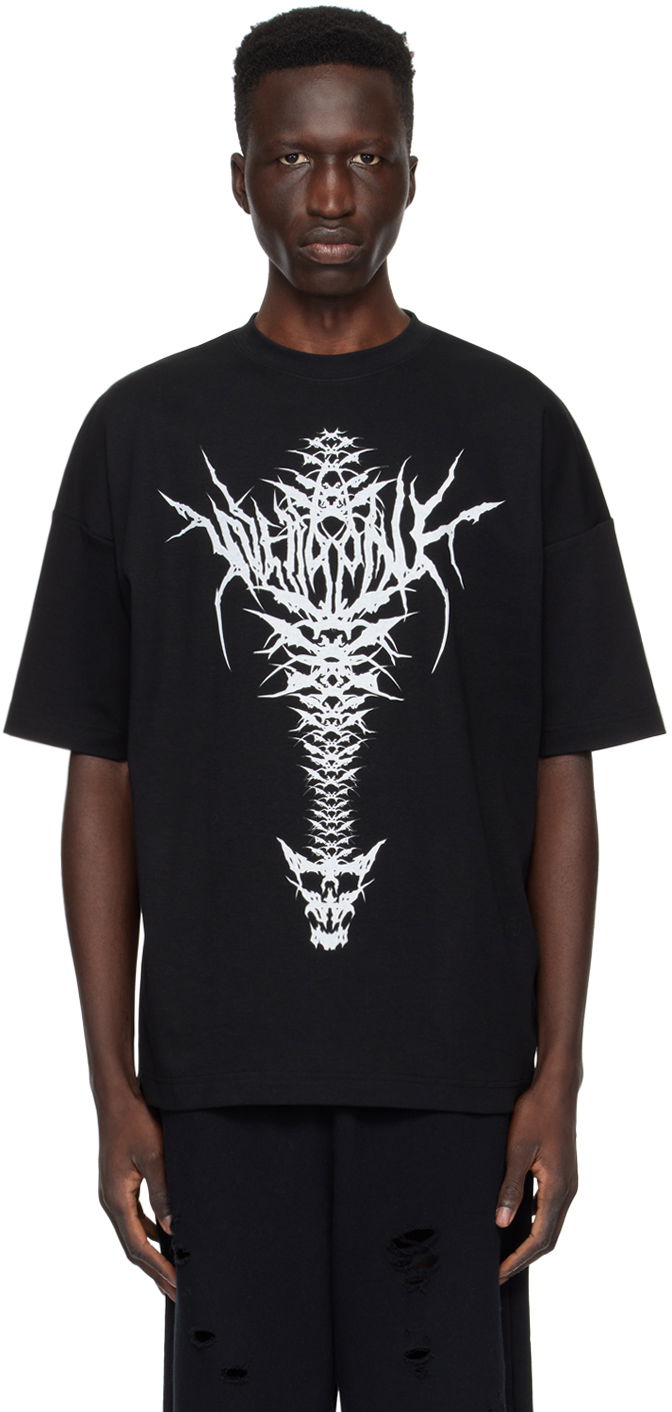 Majica kratkih rukava We11done We11done Spine Skull Graphic T-Shirt Crna | WD-TT1-24-720-U-BK