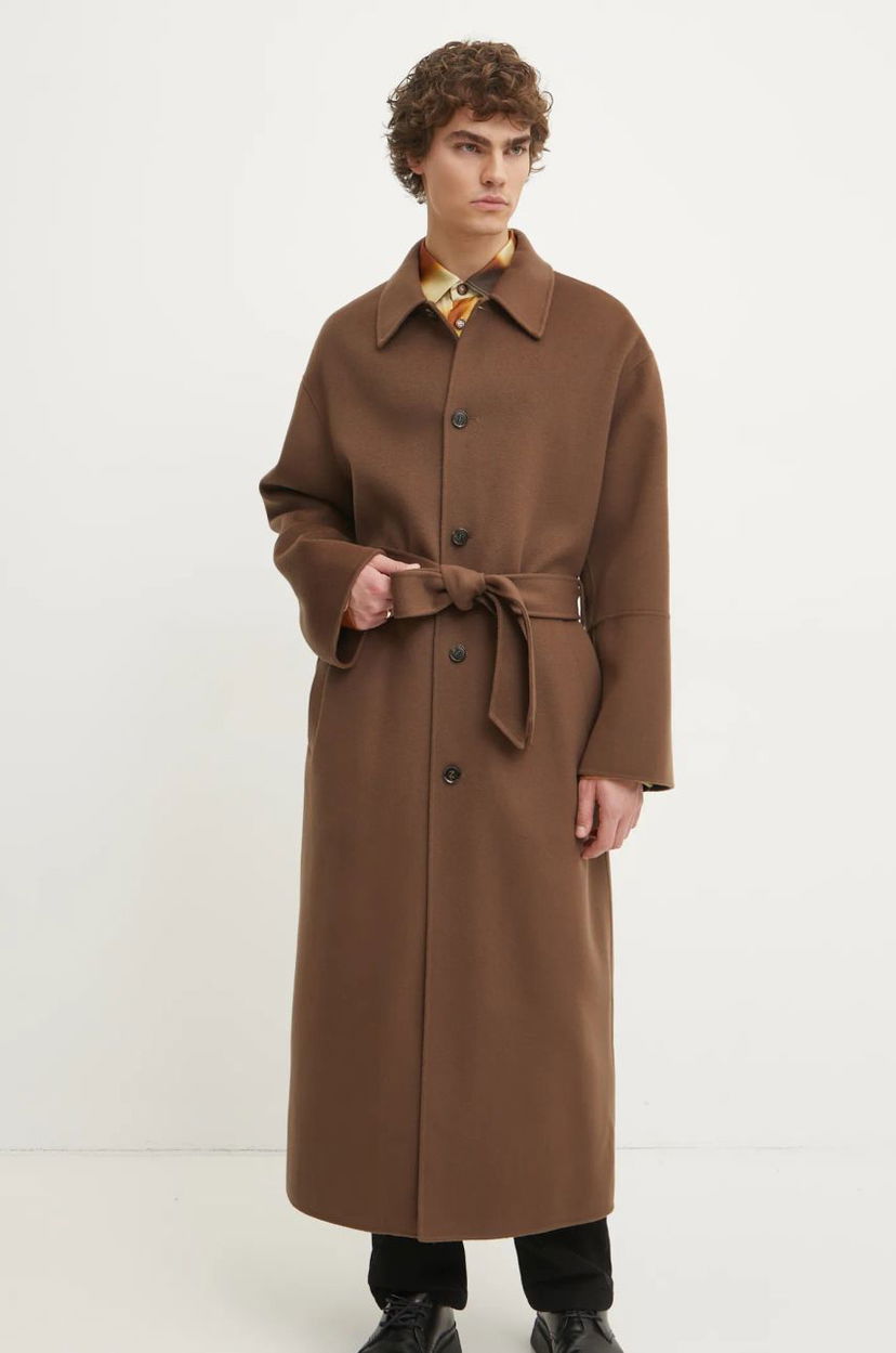 Kaputi Nanushka Wool Overcoat with Belted Waist Smeđa | NM24FWJK02678