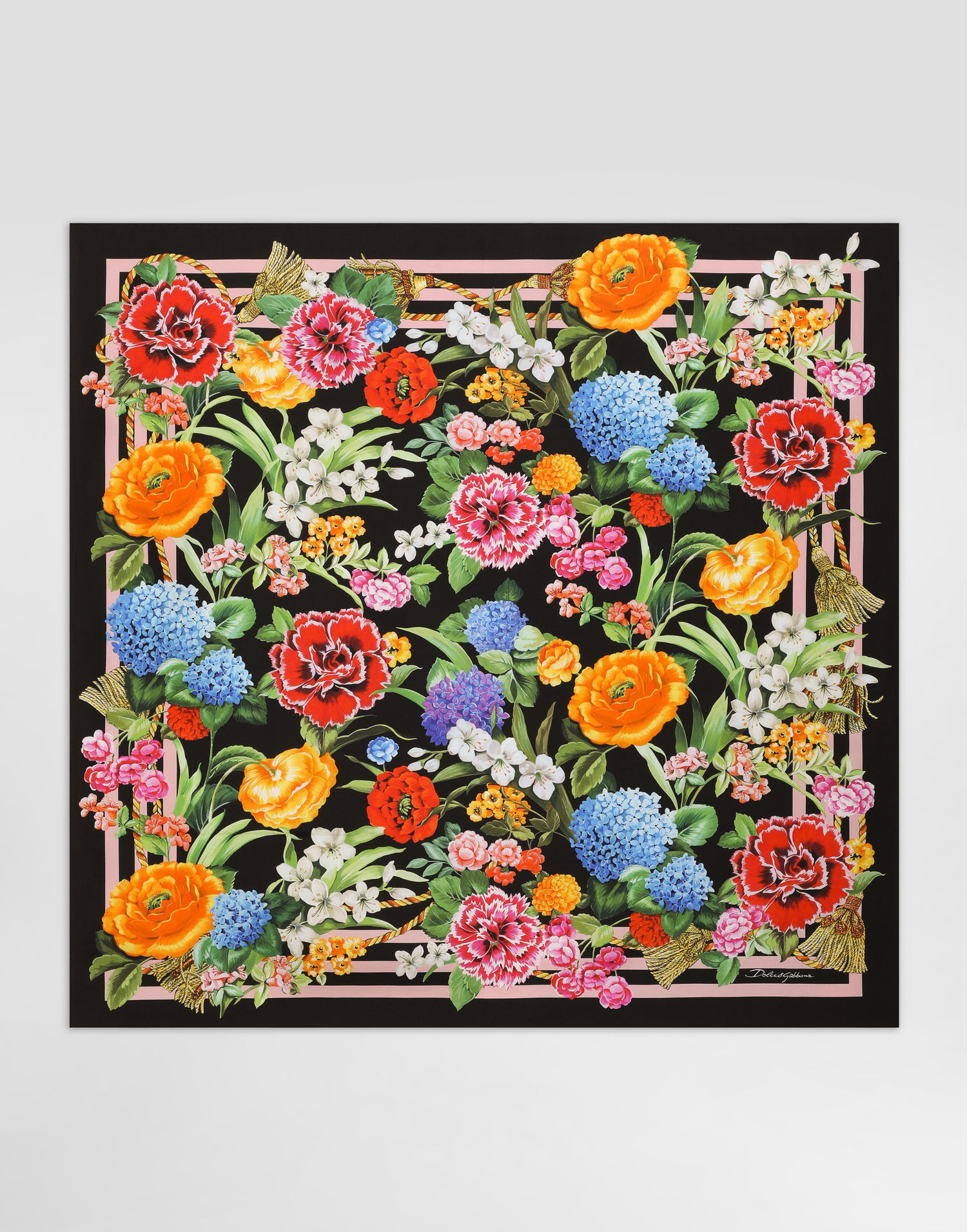 Šal Dolce & Gabbana Dolce & Gabbana Floral Print Silk Twill Square Scarf Crna | FN090RGDCV9H45KU, 0