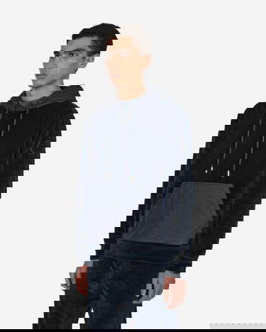 Dukserice Moncler Velvet Hooded Sweatshirt Tamnoplava | H20918G00026 778, 1