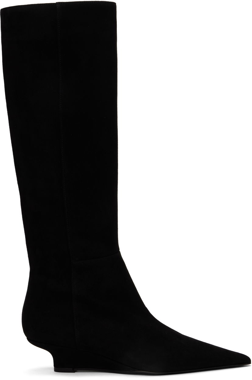 Odjeća TOTEME TOTEME Sharp Suede Knee-High Boots Crna | 251-WAS4671-LE0012