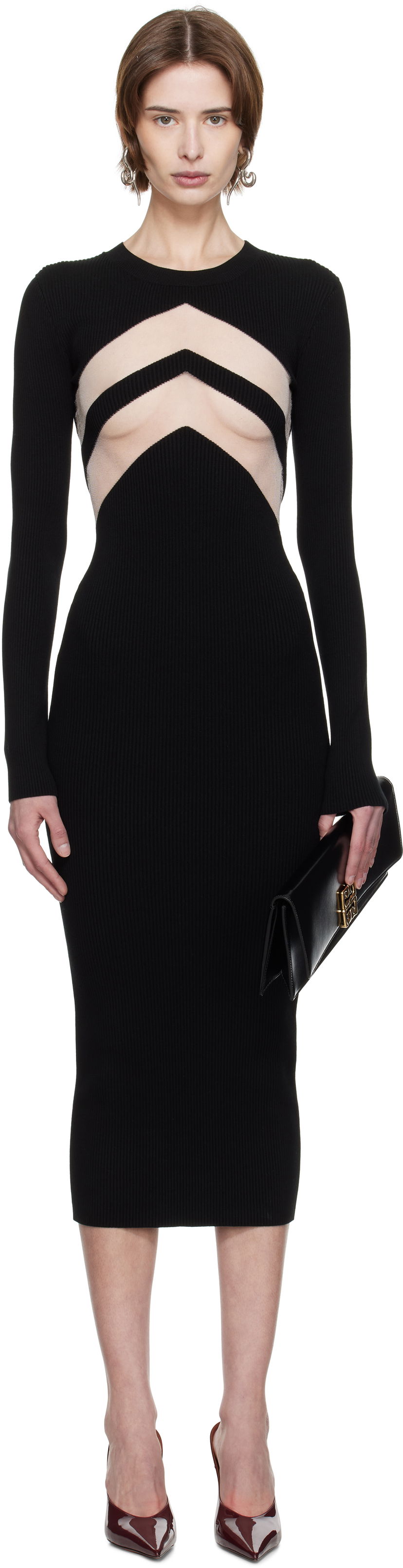 Haljina Jean Paul Gaultier Jean Paul Gaultier 'The Chevrons' Midi Dress Crna | 25/33-F-RO379-M085-00