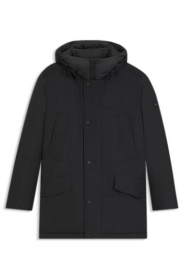 Parka BOSS Water-repellent jacket with contrasting trims Crna | 50547078
