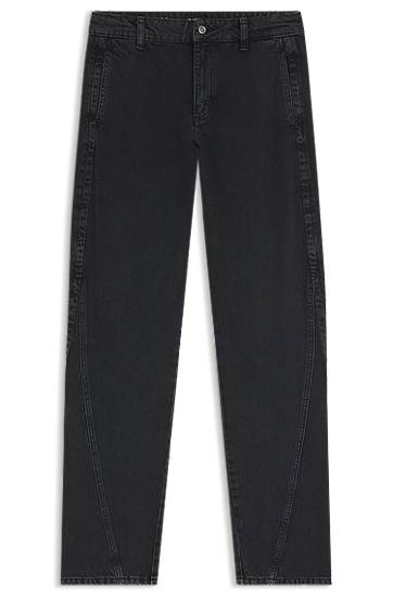 Jeans BOSS Barrel-Leg Soft-Touch Denim Jeans Crna | 50542561