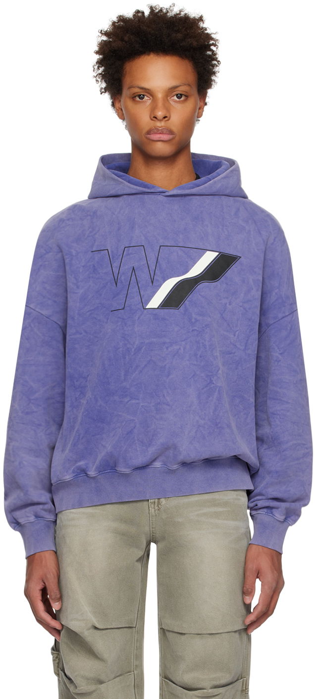 Dukserice We11done Wave Line Graphic Print Hoodie Ljubičasta | WD-TH3-22-708-U-NV