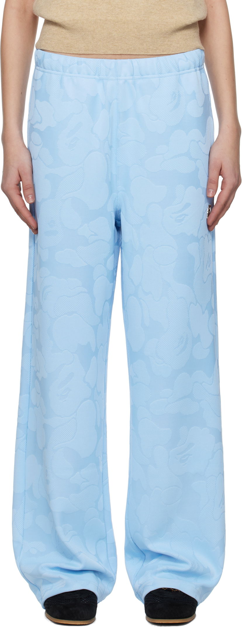 Trenirka BAPE A Bathing Ape Camo Jacquard One Point Wide Lounge Pants Plava | 001PTL302005L