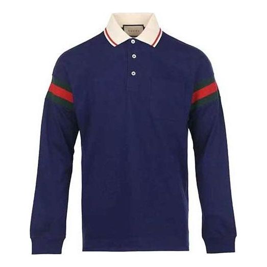 Polo majica Gucci Gucci Jersey Polo with Stripes Plava | 715268-XJETR-4030
