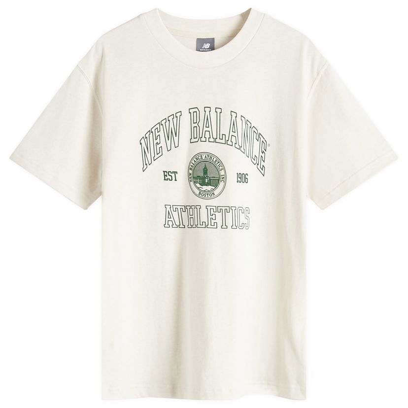 Majica kratkih rukava New Balance Varsity Oversized T-Shirt Bež | WT43548-LIT