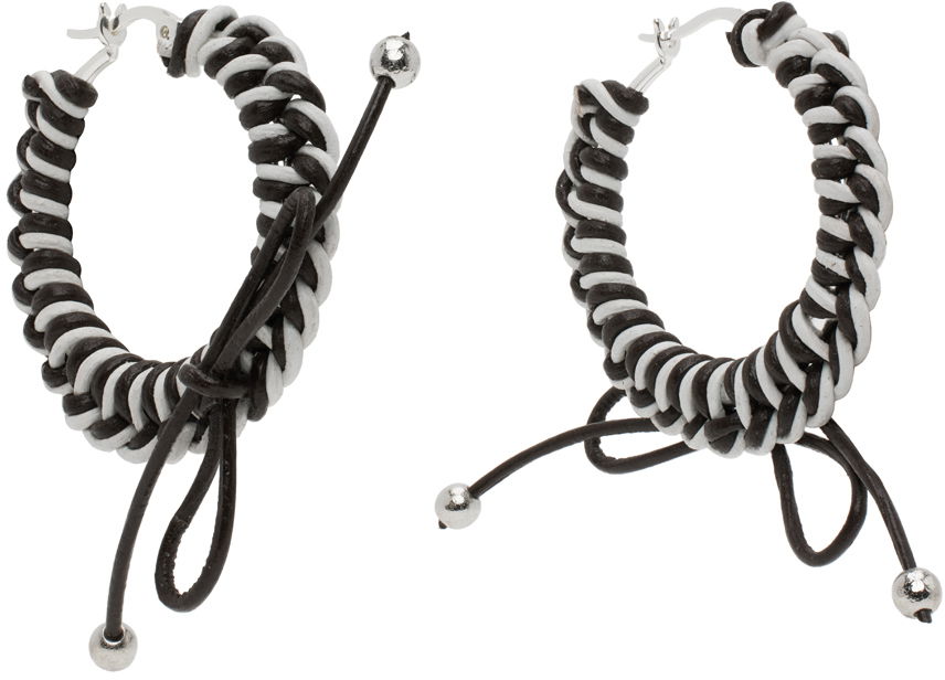 Naušnice Chopova Lowena Nimbus Mini Hoop Earrings with Leather Braid Crna | 6510, 1