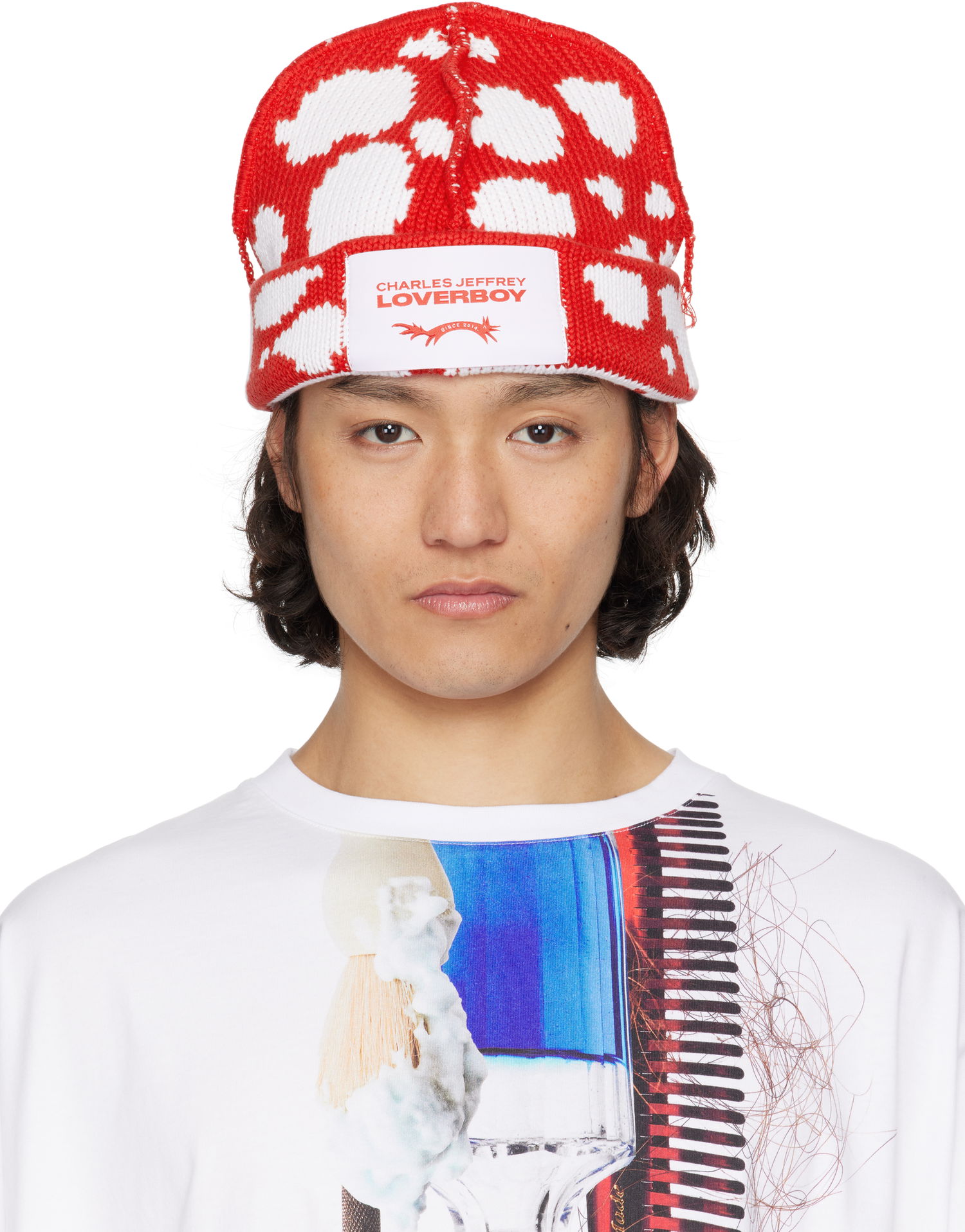 Kapica Charles Jeffrey Loverboy Charles Jeffrey Loverboy Beanie with Label Crvena | 54130603, 0