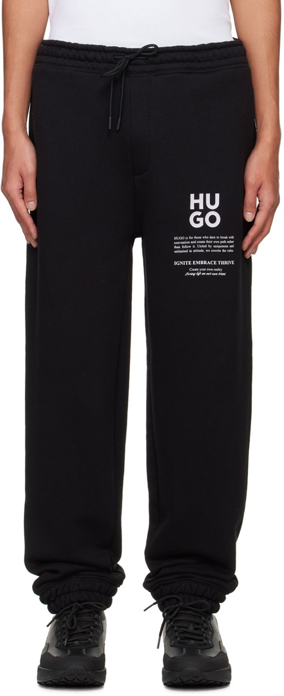 Trenirka BOSS Hugo Black Logo-Bonded Sweatpants Crna | 50521273