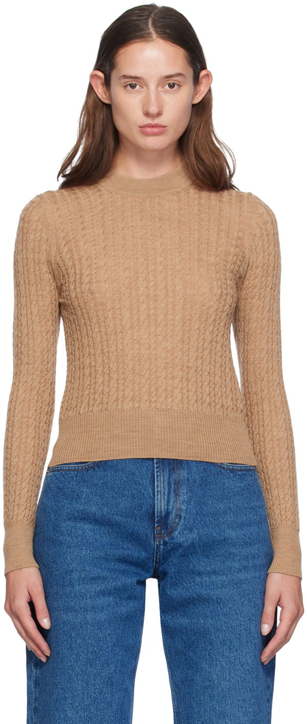 Džemper AMI Paris Beige Cable Knit Sweater Bež | FKS013.KN0013