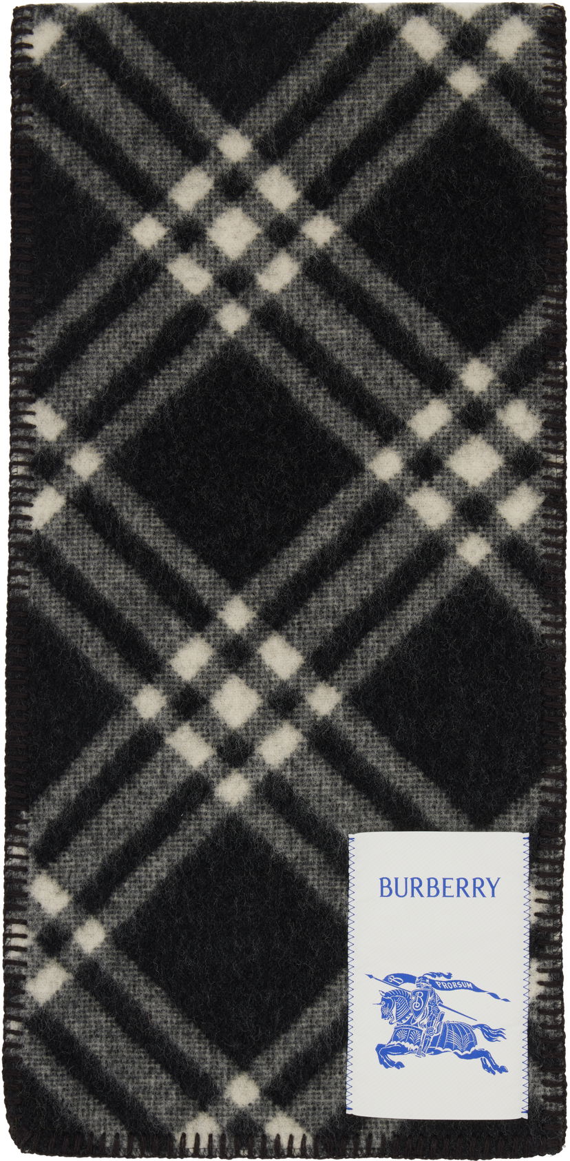 Šal Burberry Burberry Tri Bar Check Wool Scarf Crna | 8114301
