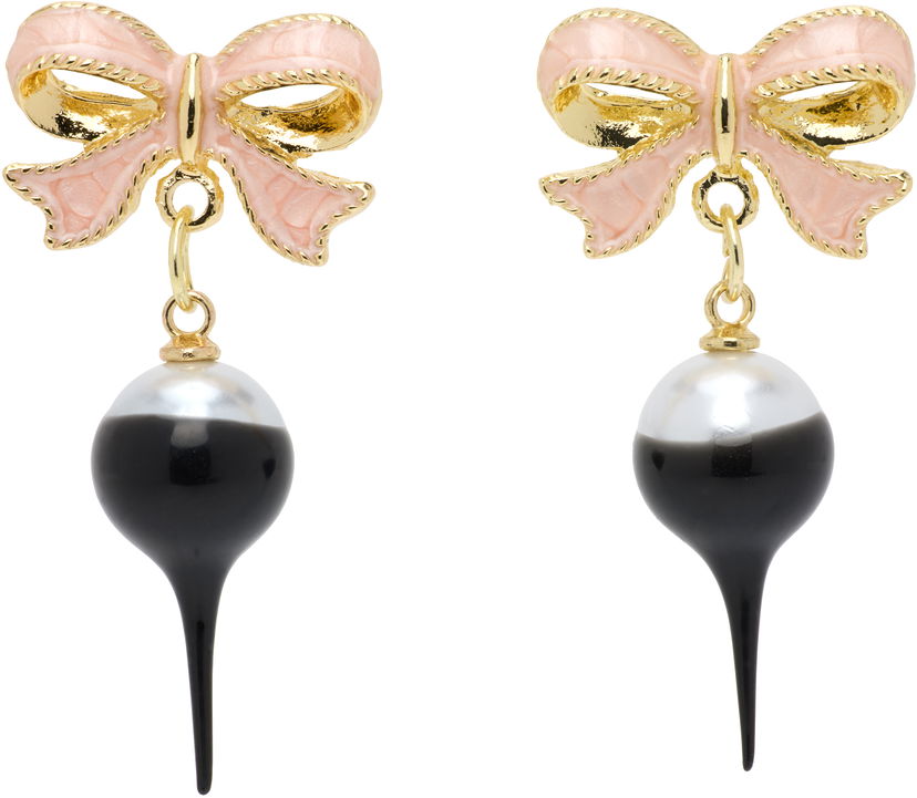 Naušnice Ottolinger Ottolinger Bow Pearl Drop Earrings Crna | 2225150499