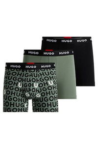 HUGO Men's 3-Pack Stretch Cotton Boxer Briefs with Logo Waistband