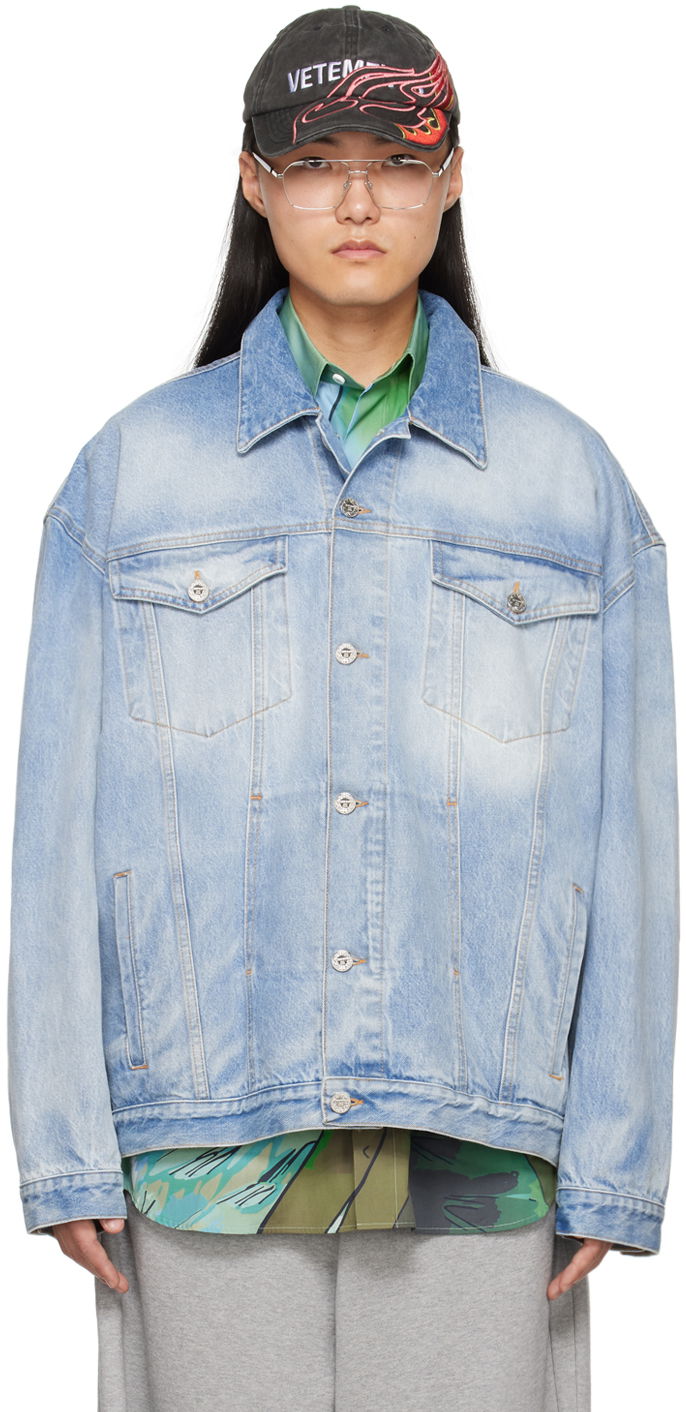 Jakna VETEMENTS Embossed Denim Jacket Plava | UE64JA390N