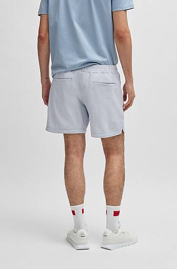 Kratke hlače BOSS Vertical Stripe Cotton-Blend Shorts Siva | 50534630, 1