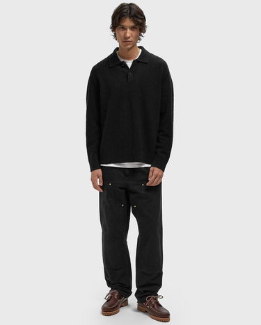 Polo majica Samsoe Samsoe SANINO Long Sleeve Textured Knit Polo Crna | M24100093-BLACK, 2