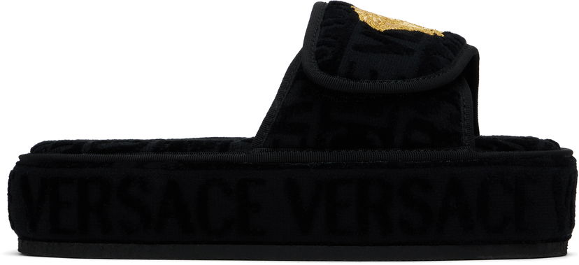 Odjeća Versace Versace 'Versace' Allover Slippers Crna | ZSL000003_ZCOSP052