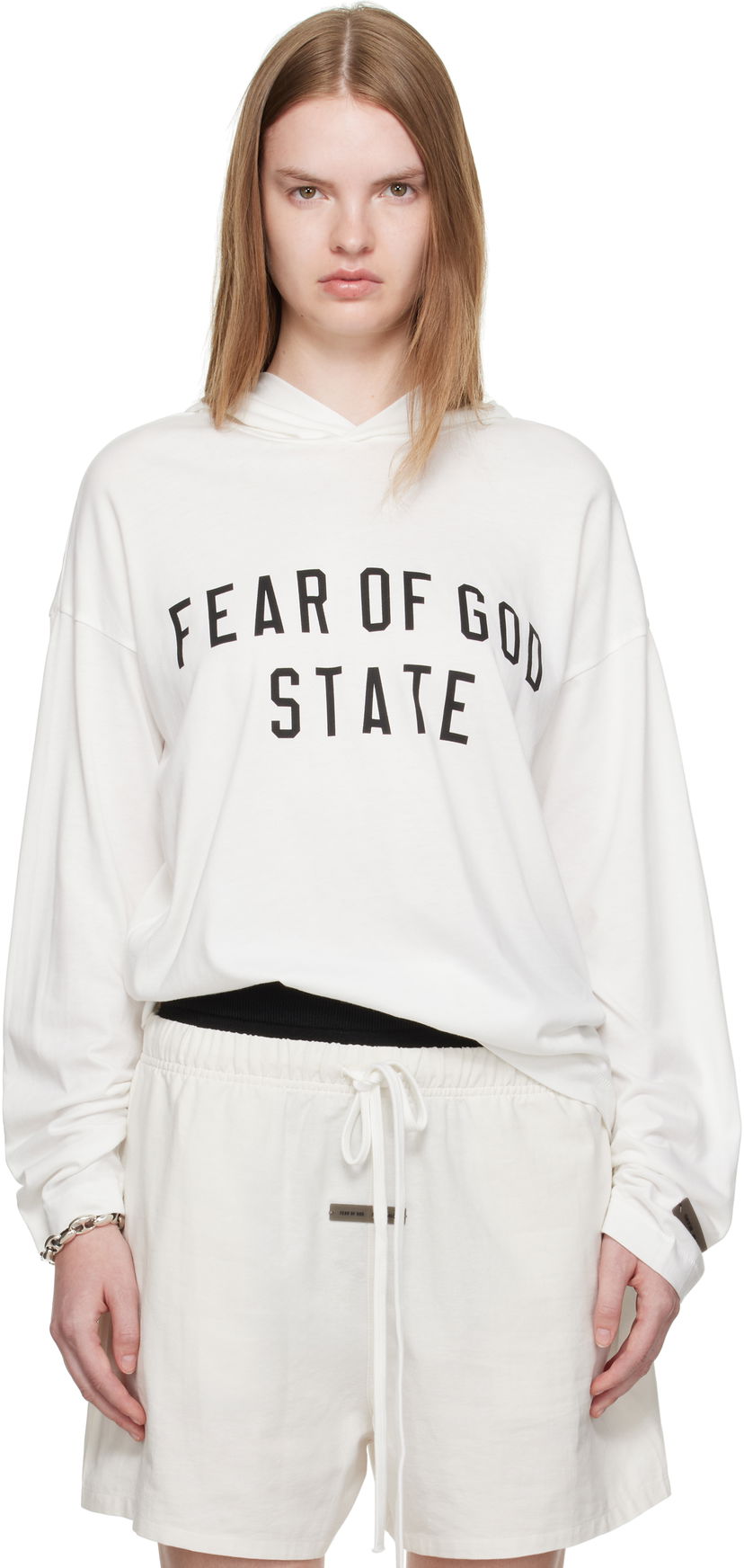 Dukserice Fear of God Fear of God ESSENTIALS Long Sleeve Hoodie Bijela | 125SP257174FW