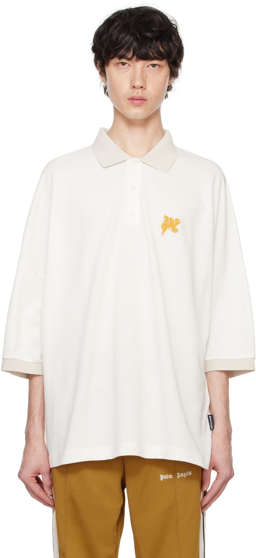 Polo majica Palm Angels Angel Pencil Polo Shirt Bijela | PMGB026F24FAB0030322