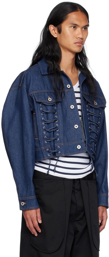 Jakna Jean Paul Gaultier Jean Paul Gaultier Lace-Up Cropped Denim Jacket Plava | 24/30-F-VE067-D015-55, 1