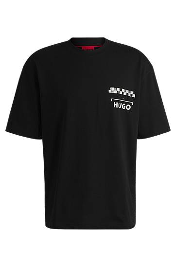 Majica kratkih rukava BOSS HUGO T-Shirt with Racing Prints Crna | 50531758