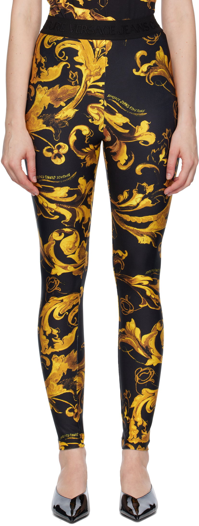 Tajice Versace Versace Jeans Couture Barocco Lycra Leggings Crna | E79HAC101_EJS501