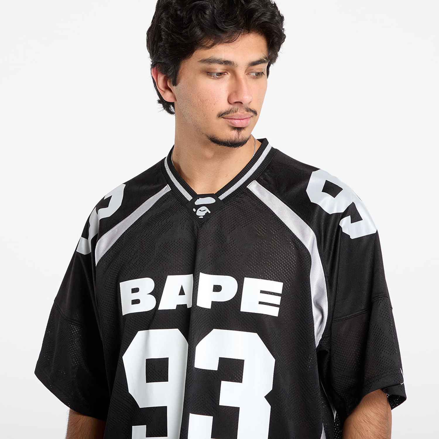 Dres BAPE Line Camo Jacquard Relaxed Fit Football Jersey Crna | 001CSL801312MBLK, 1
