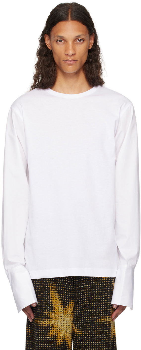 Majica kratkih rukava Dries Van Noten White Paneled Long Sleeve T-Shirt Bijela | 242-021108-9600