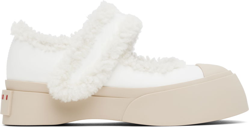Tenisice i cipele Marni Mary Jane Pablo Shearling Ballerina Flats Bijela | SNZW013602 P5045