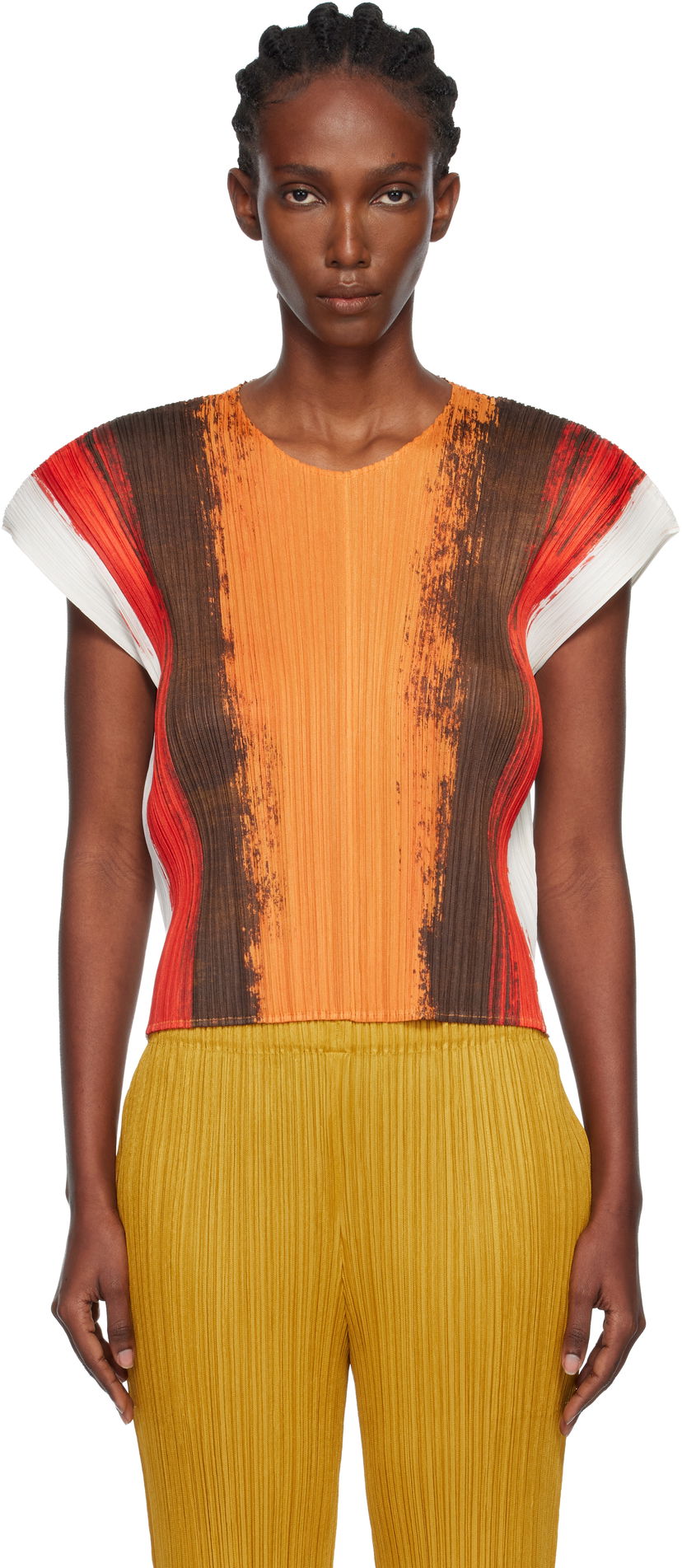 Majica kratkih rukava Pleats Please Issey Miyake PLEATS PLEASE ISSEY MIYAKE Pleated Short Sleeve Brushstroke Top Višebojno | PP58JK672