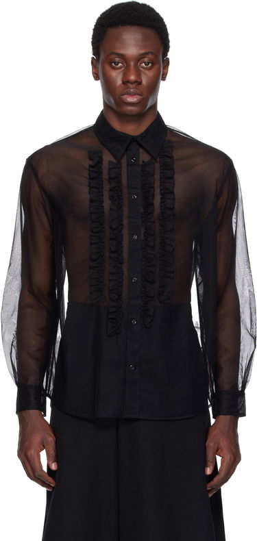 Košulja Simone Rocha Simone Rocha Sheer Ruffle Bib Shirt Crna | 5241 0069, 0