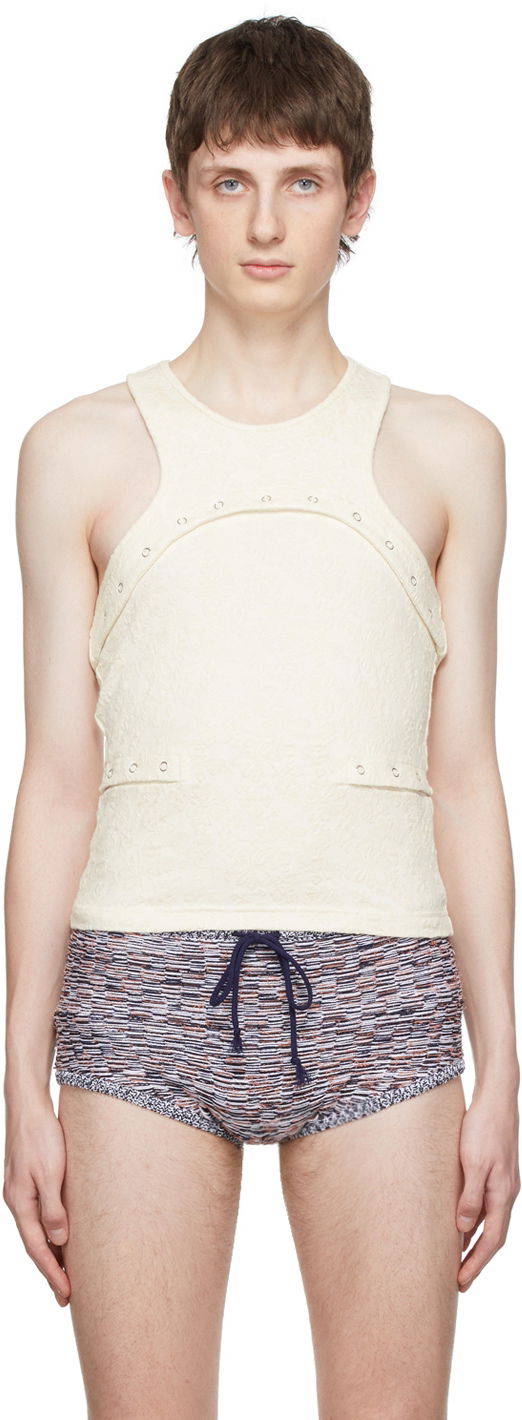 Majica bez rukava Eckhaus Latta Undone Tank Top Bijela | 3020-EL-SS22-B
