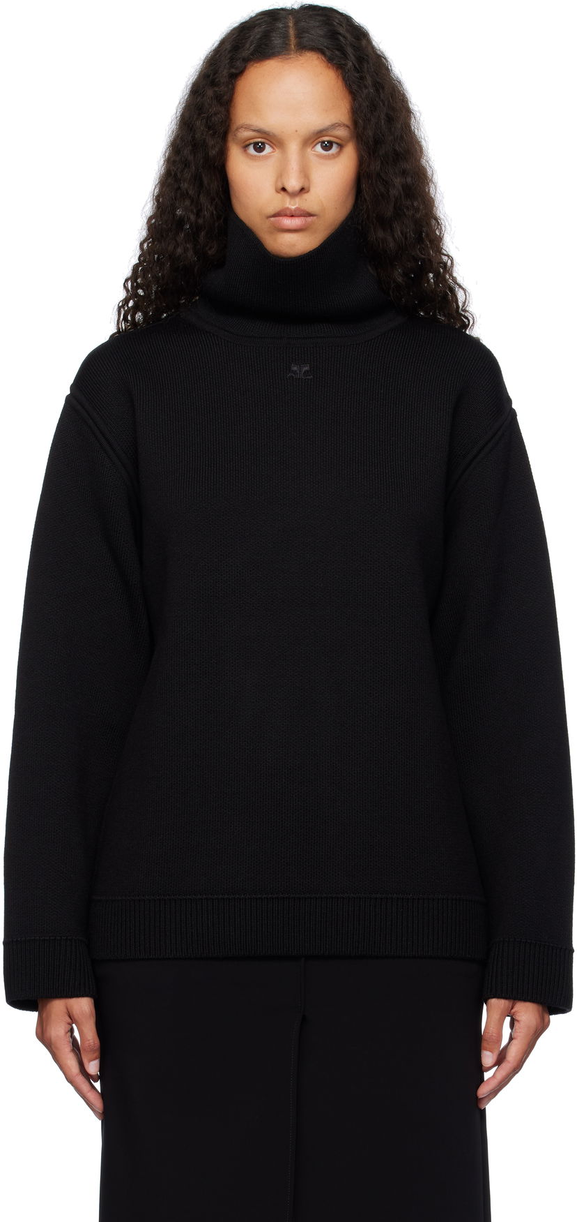 Džemper Courrèges Oversized Mockneck Knit Sweater Crna | 424MPU198FI0036