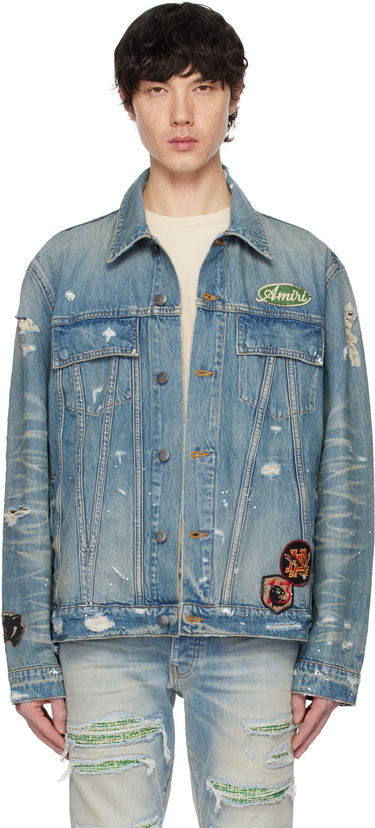 Jakna AMIRI Amiri Vintage Pegasus Trucker Denim Jacket Plava | AMDNTR1019, 0