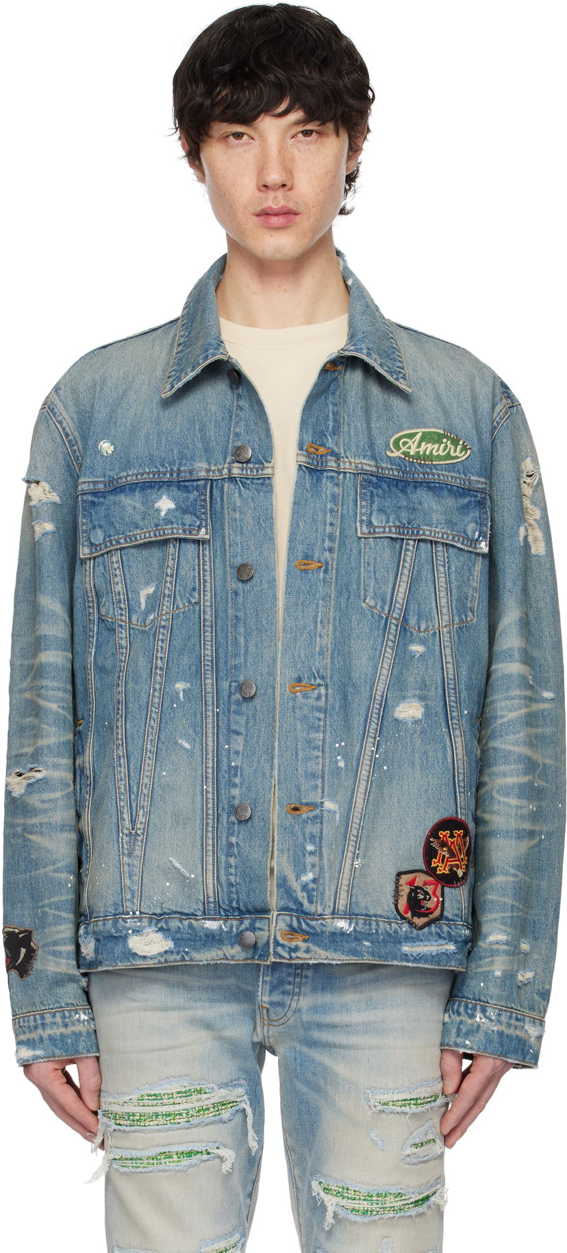 Jakna AMIRI Amiri Vintage Pegasus Trucker Denim Jacket Plava | AMDNTR1019