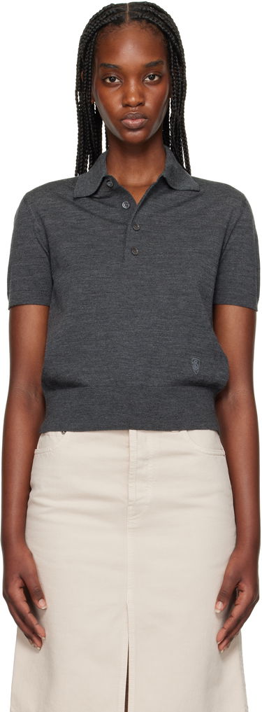 Polo majica Burberry Burberry Cropped Wool Polo Siva | 8102096, 0