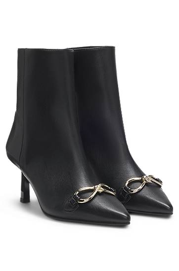 Tenisice i cipele BOSS Faux-leather boots with hardware trim and 7cm heel Crna | 50552728