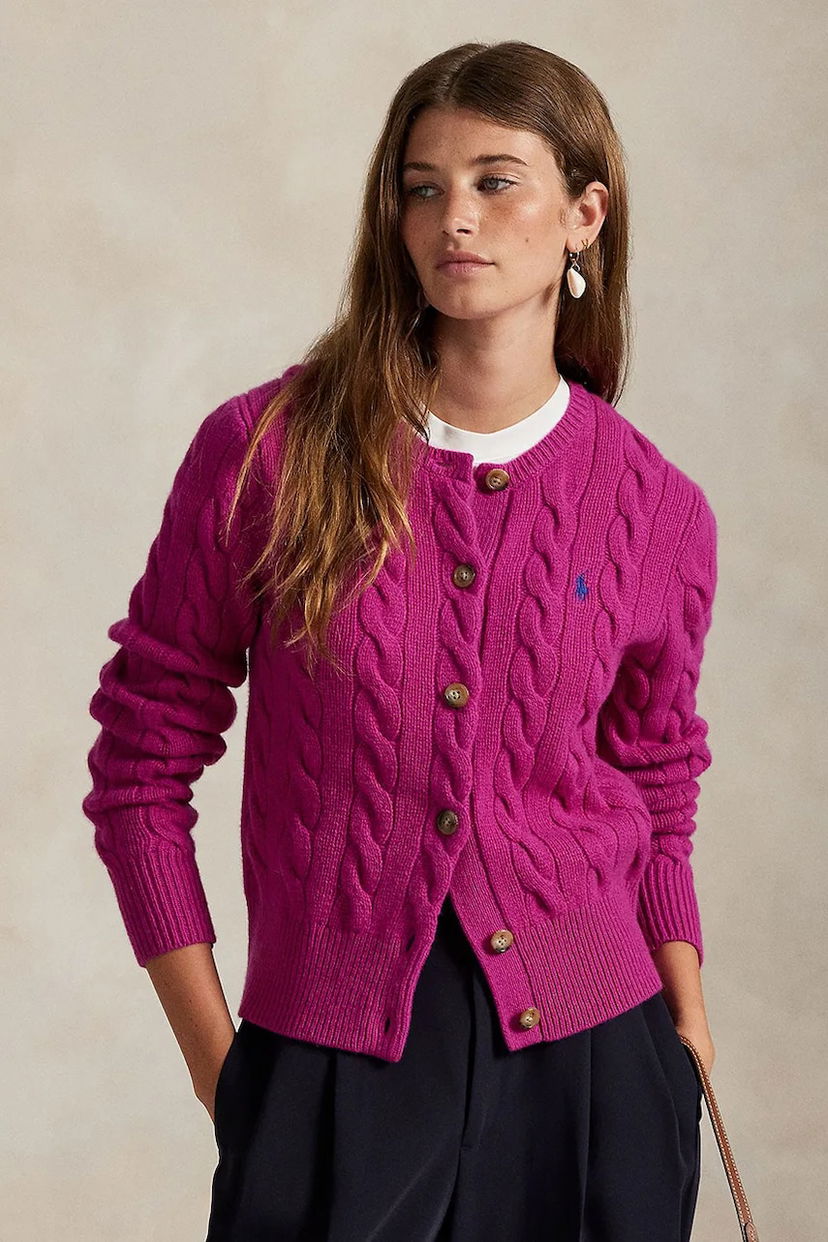 Džemper Polo by Ralph Lauren Polo Ralph Lauren Cable-Knit Cardigan Ružičasta | 211972104
