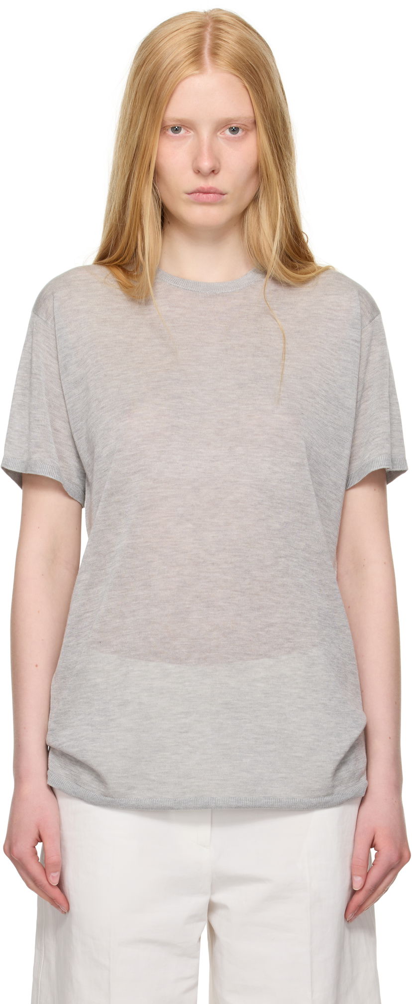 Majica kratkih rukava TOTEME TOTEME Knit T-Shirt Siva | 253-WRT0531-YA0079