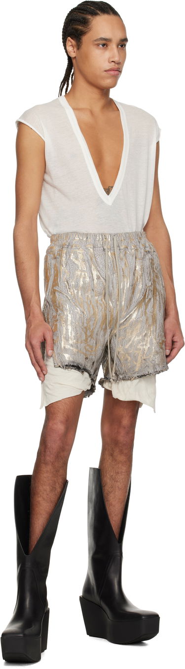 Kratke hlače Rick Owens Rick Owens Hollywood Boxers Cracked Metallic Drawstring Shorts Metalik | RR01E5306 SGMC, 4