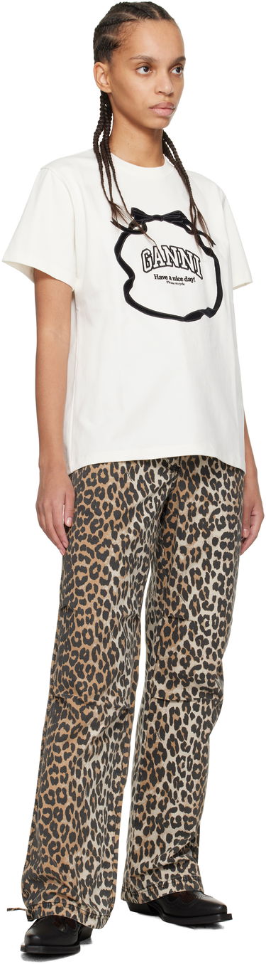 Majica kratkih rukava GANNI GANNI Heavy Cotton Bow Relaxed T-Shirt Bijela | T4110, 3