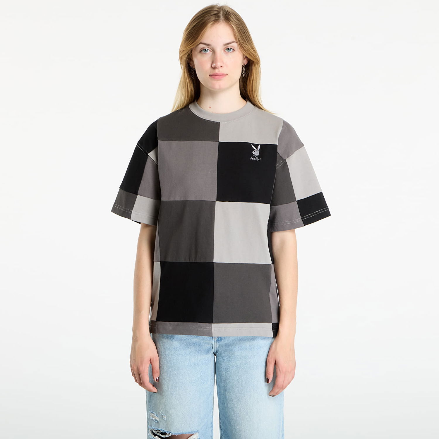 Majica kratkih rukava Footshop Playboy x FTSHP Patchwork Tee UNISEX Grey Siva | FTSHP_511, 1