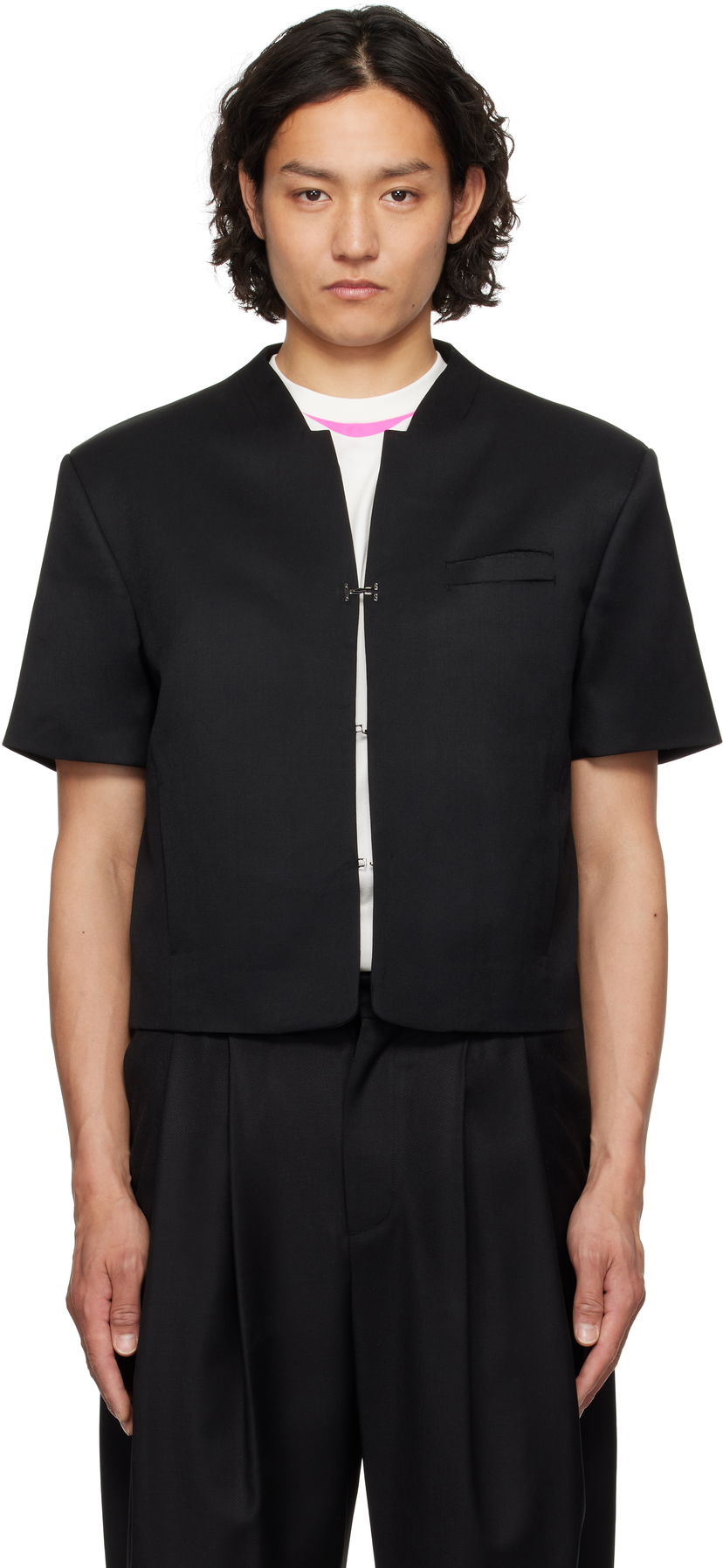 Jakna ADER ERROR ADER error Set-Up Short Sleeve Blazer Crna | BO01SSBZ0206BK
