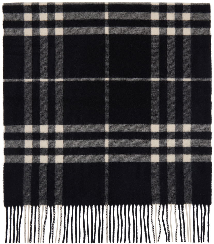 Odjeća Burberry Black Wide Cashmere Check Scarf Crna | 8094739